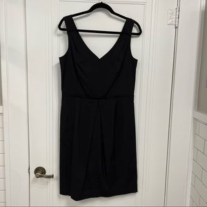 Talbots Little Black Dress LBD Black Faille Tuck and Pleat V Neck 10